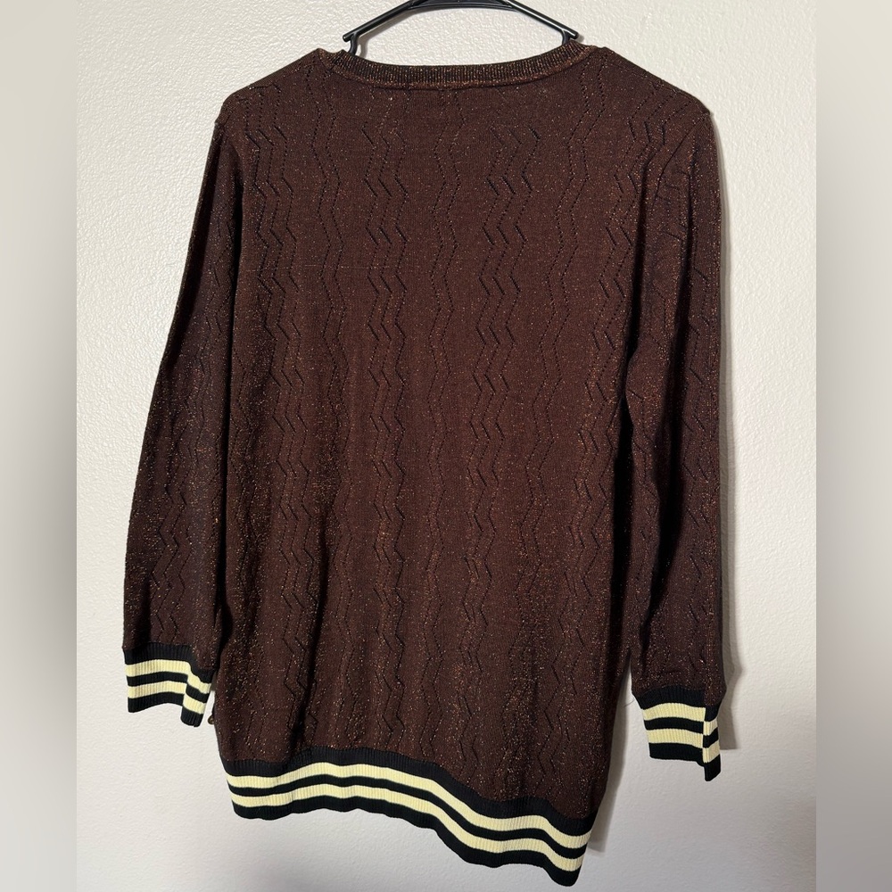 Scotch & Soda Maison Scotch Voila Brown Metallic Pullover Sweater XL preppy - Picture 7 of 7